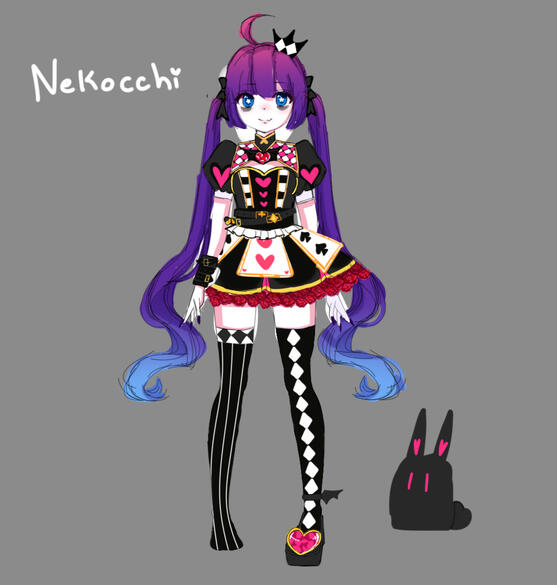 Su nombre era "Nekocchi" Como tenía nada de diseño de gato le cambié el nombre, ademas ya tenia pensando otro OC que sea el Chesire Cat
