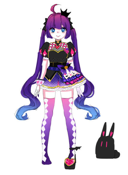 Nekocchi tenia el degrades del cabello celeste, Riru era colores pastel.